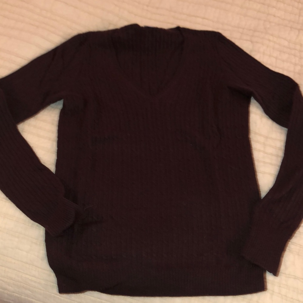 J.crew cable knit v-neck sweater brown